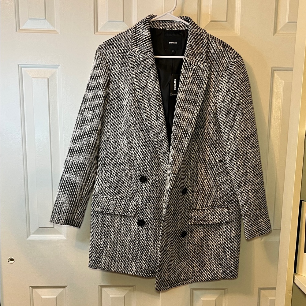 NWT Express Tweed Double Breasted Jacket Size S